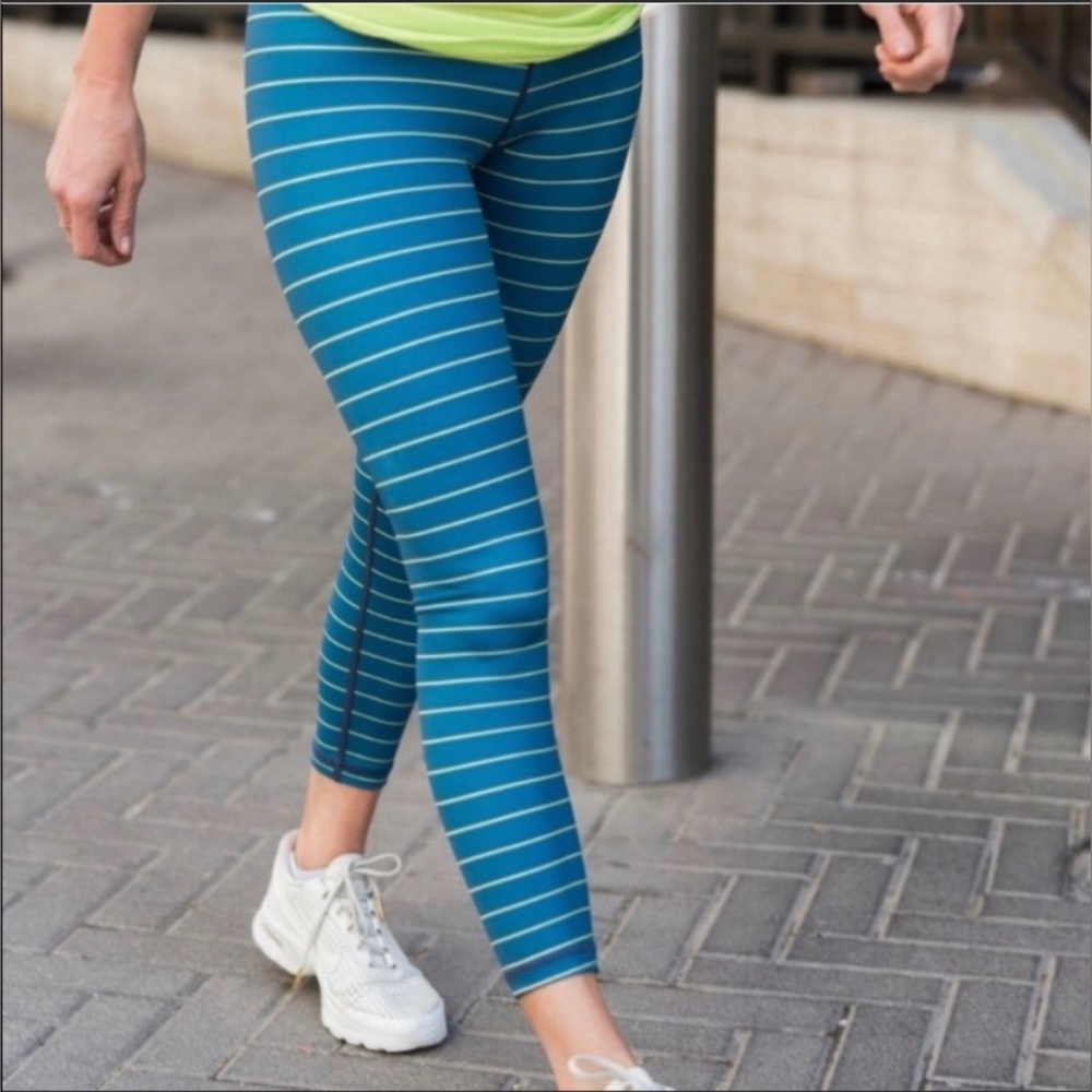 Zyia Active Lime Stripe Light N Tight High Rise